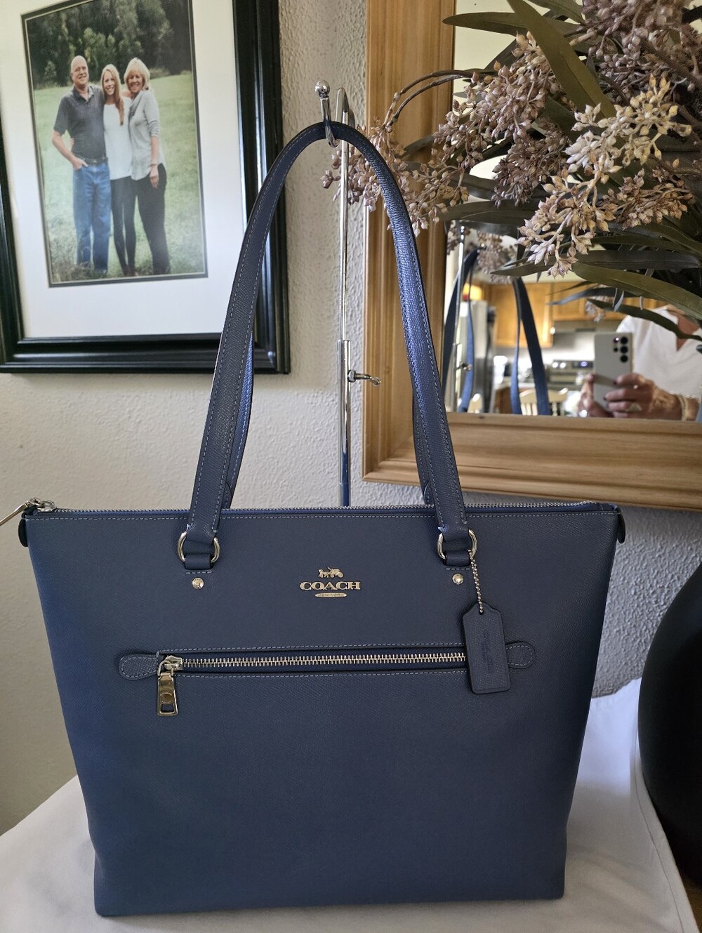 COACH  79608  Blue Gallery Shoulder Tote Firm